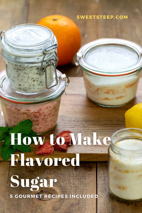 Flavored Sugars Diy, Homemade Flavored Sugars, Infused Sugar Recipes, Diy Flavored Salts, Flavored Salts Recipes, Flavored Sugars, Coffee Can Crafts, Diy Vanilla, Homemade Dry Mixes