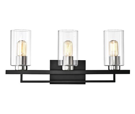 Mercury Row® Snediker 3 - Light Dimmable Matte Black Vanity Light & Reviews | Wayfair Mid Century Vanity, Modern Bathroom Vanity Lighting, Reeded Glass, Black Vanity Light, Contemporary Vanity, Black Vanity, Modern Vanity, Bathroom Wall Lights, Bathroom Light Fixtures