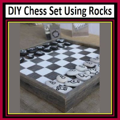 DIY Chess Set Using Rocks Garden Chess, Homemade Games, Diy Chess Set, Chess Set Unique, Backyard Games, Wooden Chess, Diy Games, Backyard Fun, Fun Gifts