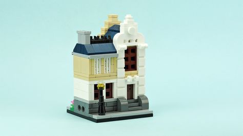 LEGO MOC-10740 Mini Modular Townhouse (Town 2017) | Rebrickable - Build with LEGO Lego Mini Modular Buildings, Lego Mini Modular, Modular Townhouse, Lego Micro Builds, Lego Mini Builds, Lego Modular Buildings, Lego Structures, Lego Minifigure Display, Lego Microscale