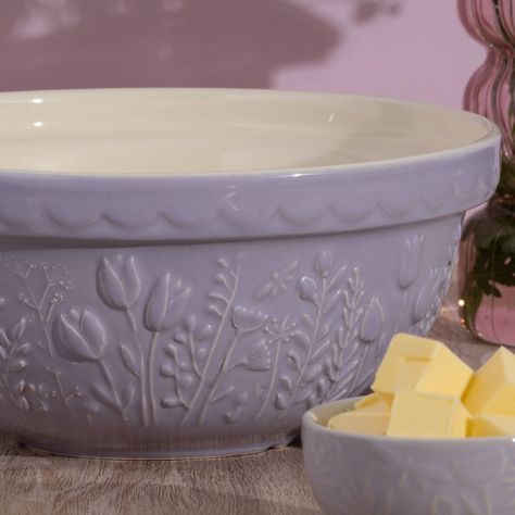 Ceramic Mixing Bowls, Mason Cash, Purple Tulips, Baking With Kids, Cookie Mix, Bowl Designs, The Meadows, Unique Flowers, Mixing Bowls