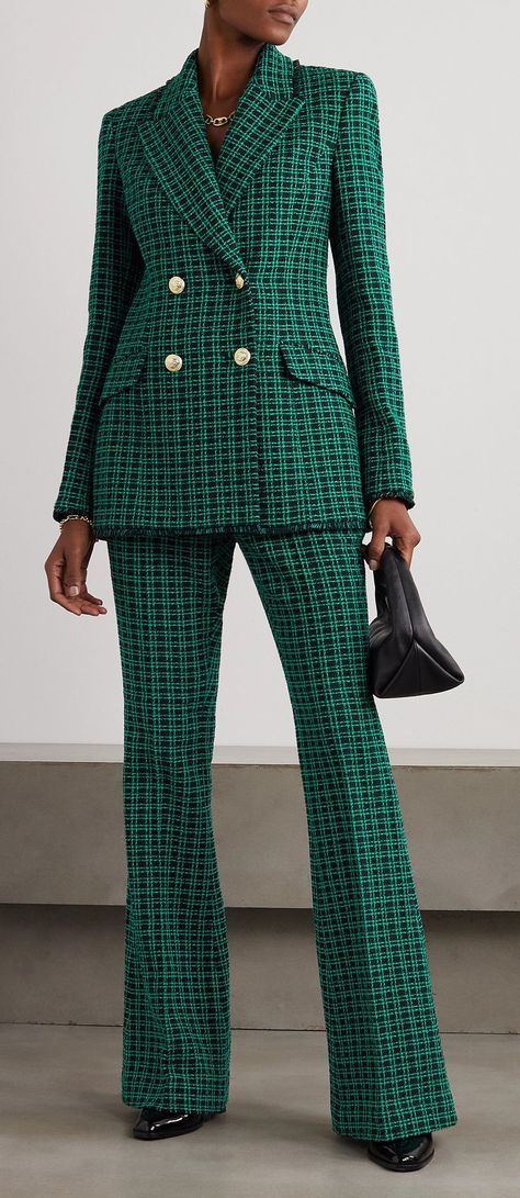 Tweed Suit Women, Style Vert, Modern Suits, Tweed Pants, Rebecca Vallance, Plaid Suit, Blazer Designs, Tweed Suits, Cute Jeans