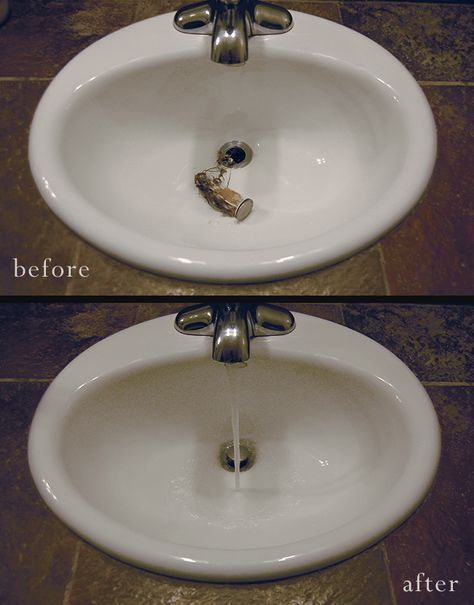 How to unclog your bathroom sink Clogged Sink Bathroom, Clogged Sink Drain, Unclog Sink, Parisian Bathroom, Restroom Remodel, Sink Drain Stopper, Rental Bathroom, Unclog Drain, Cleaning Tips