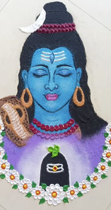 Ram Sita Photo Rangoli, Goddess Rangoli Designs, God Rangoli Designs Diwali, Shivji Rangoli Designs, Easy Laxmi Pooja Rangoli, Shiv Rangoli Designs Latest, Mahadev Rangoli Designs Easy, Rangoli Designs Shiva, Rangoli Designs Mahadev