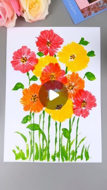 Diy With Kids, Origami Paper Craft, Easy Flower Painting, Diy Flores, Paper Craft Ideas, Handmade Paper Crafts, Spring Painting, Diy Origami, Spring Art