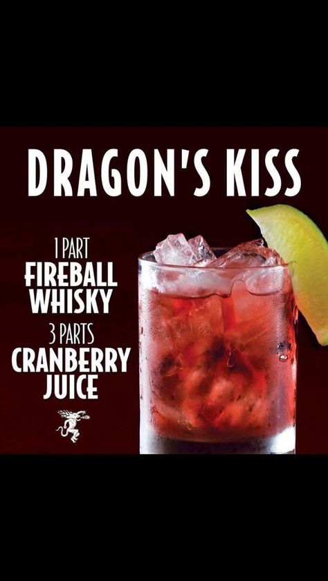 Dragon kiss alcoholic beverage Fireball Recipes, Fireball Drinks, Liquor Drinks, Boozy Drinks, Whiskey Drinks, Mixed Drinks Recipes, Jello Shots, Alcohol Drink Recipes, Drinks Alcohol Recipes