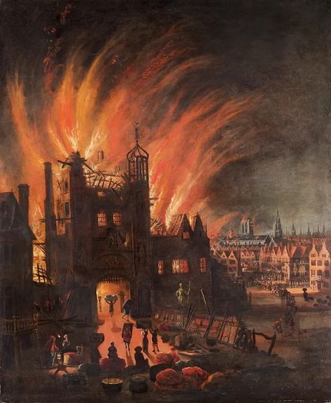 Sir Thomas Bloodworth and the Great Fire of London: Villain or Scapegoat? - Owlcation The Great Fire Of London, London September, London Painting, Great Fire Of London, 2 September, Roman City, The Great Fire, London History, British Art