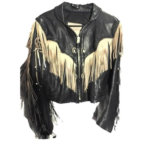 Pre-owned Leather Jacket ($193) ❤ liked on Polyvore featuring outerwear, jackets, black, vintage biker jacket, leather moto jacket, fringe leather jacket, moto jacket and long black jacket Vintage Fringe Jacket, Vintage Biker Jacket, Long Leather Jacket, Tassel Jacket, Black Motorcycle Jacket, Cowboy Jacket, Fringe Leather Jacket, Jackets Black, Cowboy Outfits