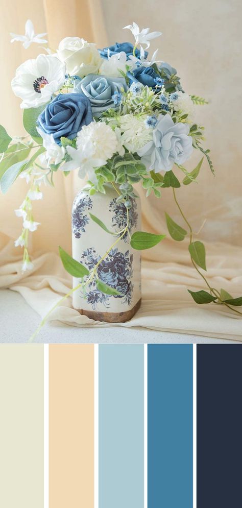 Blue White Cream Color Palette, Blue Cream Palette, Colors That Go With Baby Blue, Baby Blue Color Scheme, Cream And Blue Color Palette, Colors That Go With Light Blue, Cornflower Blue Color Palette, Blue Palette Colour Schemes, Powder Blue Color Palette