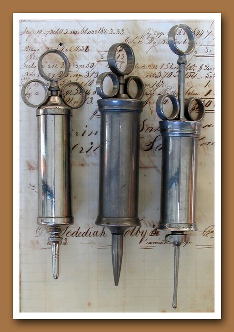 syringes | Vintage Medicine | Vintage Medical Instruments | #oldmedicine #vintagemedicine #medicalinstruments #oldmedicalinstruments #medicinewitholdscience #medicalexperimentsinancientdays #ancientmedicaliquipments #daygonemedicaltools #oldmedicaltools #medicineold Medical Syringes, Medical Antiques, Vintage Nurse, Medical Instruments, Vintage Medical, Plague Doctor, Medical Device, Medical History, Medical Equipment