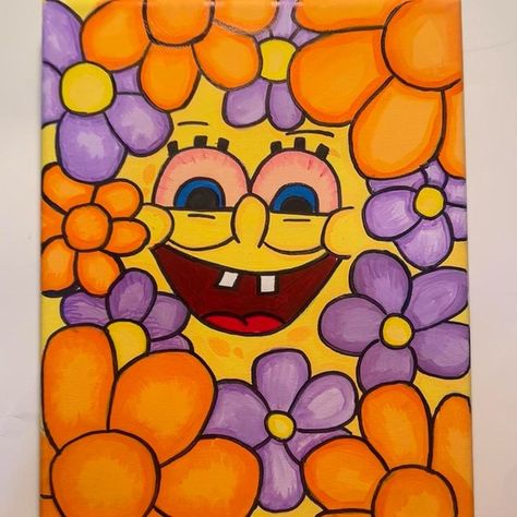 SpongeBob stoned in flowers 8x10 canvas  acrylic painting room decor 
Stoner Spongebob Flowers Painting, Spongebob High Painting, Spongebob Flowers, Painting Room Decor, Spongebob Painting, Canvas Acrylic Painting, Painting Room, Fabric Painting Techniques, Inspiration Painting