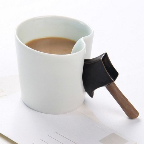 Hatchet Handle, Novelty Cups, Coffee World, Best Coffee Mugs, Pretty Mugs, Cool Mugs, Unique Coffee Mugs, Unique Coffee, Cute Mugs