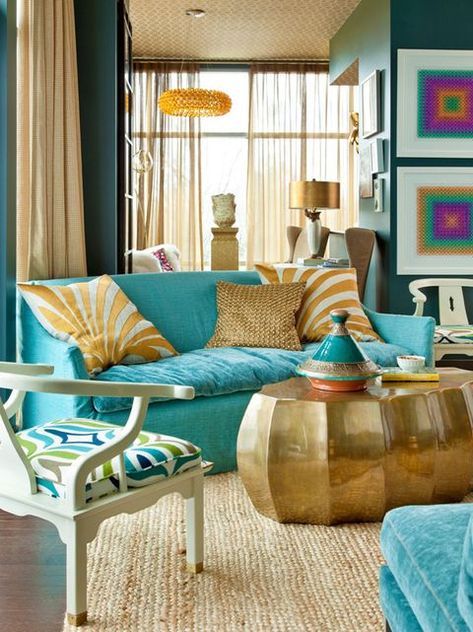 image Teal Sofa Living Room, Teal Living Room Decor, Teal Paint Colors, Tattoo Modern, Turquoise Living Room Decor, Decorating Rooms, Turquoise Room, Living Room Turquoise, Teal Living Rooms