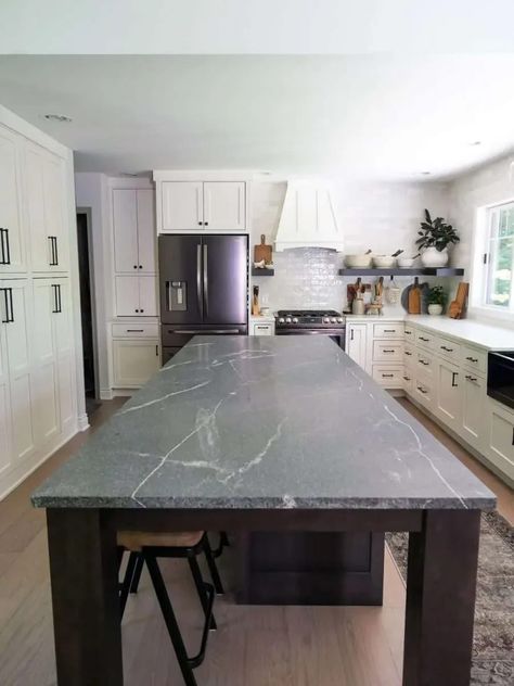 Kitchen Island Dining Table Extension, How To Extend A Kitchen Island, Extra Long Kitchen Island With Seating, Elongated Kitchen Islands, Eat In Kitchen Island Table, Giant Island Kitchen, 12 Ft Kitchen Island, Island With Seating On Two Sides, Island Extension Ideas