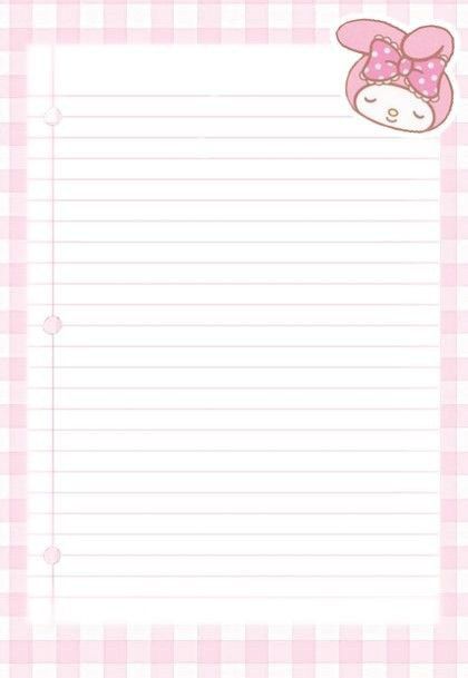 Kawaii Lined Paper, Hello Kitty Printable, Sanrio Notebook, Kawaii Paper, Hello Kitty School, Memo Pad Design, Printable Stationary, Hello Kitty Printables, Writing Paper Printable Stationery