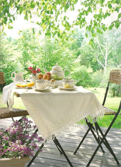 . Garden Breakfast Table, Breakfast Outside, Mini Deck, Saturday Breakfast, Wicker Dresser, Furniture Apartment, Wicker Bedroom, Wicker Headboard, Wicker Shelf