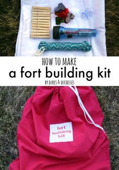 how to make a fort building kit with items from the thrift store and dollar store How To Make Forts, Diy Fort, Fort Building Kit, Fort Kit, Fort Building, Snail Craft, Build A Fort, Free Printable Gifts, Free Printable Gift Tags