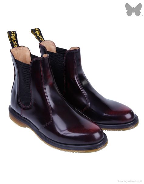 DR. MARTENS LADIES’ KENSINGTON FLORA CHELSEA BOOT – CHERRY RED Dr Martens Flora, Best Chelsea Boots, Red Doc Martens, Doc Martens Style, Doc Martens Outfit, Doc Martens Boots, Country Attire, Heeled Chelsea Boots, Army Boots