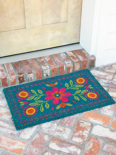 Bungalow Doormat - Folk Flower – Natural Life Colorful Boho Home, Backpack Beach Chair, Outdoors Style, Flower Door, Tapestry Blanket, Coir Mat, Living Rugs, Chenille Rug, Rugs And Mats