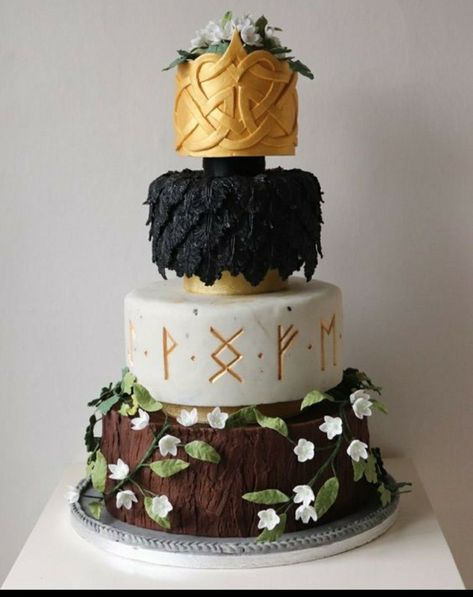 Viking Wedding Cake, Viking Birthday, Viking Party, Lotr Wedding, Gothic Wedding Theme, Witch Wedding, Nordic Wedding, Dark Wedding Theme, Dragon Wedding