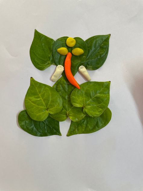 Eco friendly Ganesha! Kids activity with leaves and clay! Leaf Activity, Ganesha Festival, Eco Friendly Ganesha, Activity For Kids, Kids Activity, Ganesh Chaturthi, Ganesha, Decoration Ideas, Activities For Kids