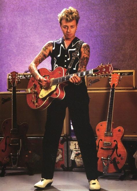 Brian Setzer 80s, 90s Guitar, Stray Cat Strut, Malt Shop, Music Boy, Rockabilly Men, Brian Setzer, Rockabilly Music, 80s Stuff