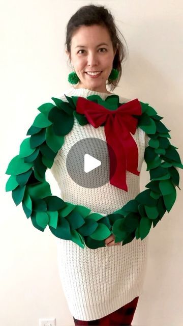 Julia Devon Cohen on Instagram: "Here’s your yearly reminder to craft your holiday sweater!! All you need is some hobby store felt, scissors and a glue gun! 

This sweater is actually currently being featured on thepioneerwoman.com in the article “25 DIY Ugly Christmas Sweater Ideas That Will Totally Sleigh This Holiday Season.” I’ll put the link in my stories. 

I’m crafting a new one this year but it’s waiting for the elves to add the finishing touches. So stay tuned. 

Check the link in bio for the DIY. 

#uglysweater #diyuglychristmassweater #diyuglysweater #holidaypartyoutfit #readyfortheholidays #feltflorist #sweaterdress #christmaswreath #wreathsofinstagram #holiday-ready #pioneerwoman #thepioneerwoman" Diy Ugly Christmas Sweater Ideas, Wreath Sweater, Ugly Christmas Sweater Ideas, Christmas Sweater Ideas, Ugly Christmas Sweater Outfit, Diy Christmas Sweater, Christmas Sweater Outfits, Xmas Costumes, Ugly Sweater Diy