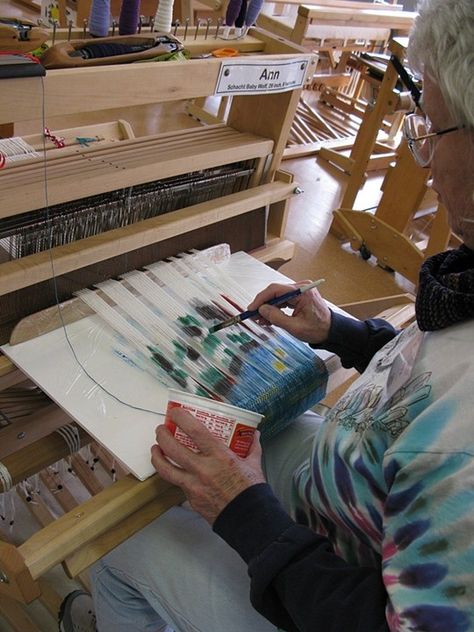 Painting On Tapestry, Painted Warp Weaving, Floor Loom Weaving, Marvel Ghost Rider, Marvel Ghost, Painted Warp, Rigid Heddle Weaving Patterns, Guest Teacher, Floor Loom