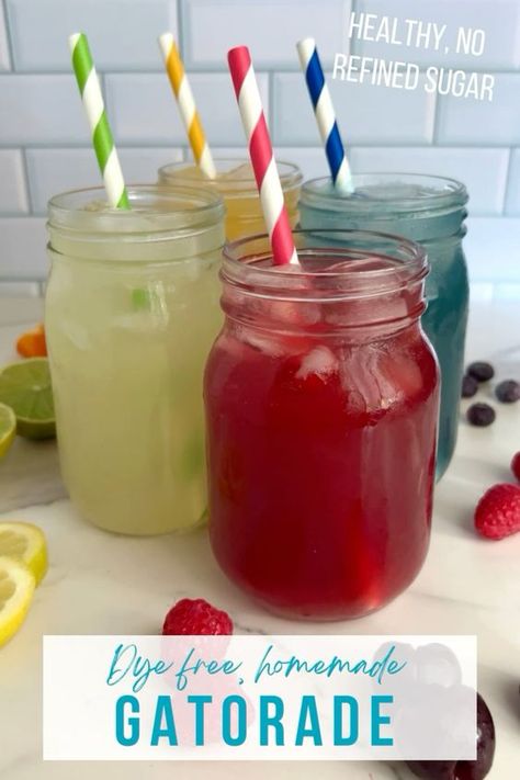 Dye free, no refined sugar, healthy and hydrating electrolyte drinks Homemade Gatorade Recipes, Dye Free Drinks, Homemade Gatorade Electrolyte Drink, Healthy Banana Pudding, Homemade Energy Drink, Homemade Gatorade, Homemade Electrolyte Drink, Fudge Pops, Carrot Cake Bars