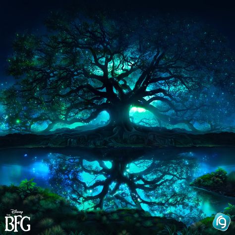 ArtStation - BFG, Ashish Nade Glorious Gouache, The Big Friendly Giant, Bfg Movie, Big Friendly Giant, Dark Tree, Magical Tree, Forest Scenery, Mandala Rock Art, Disney Animated Movies