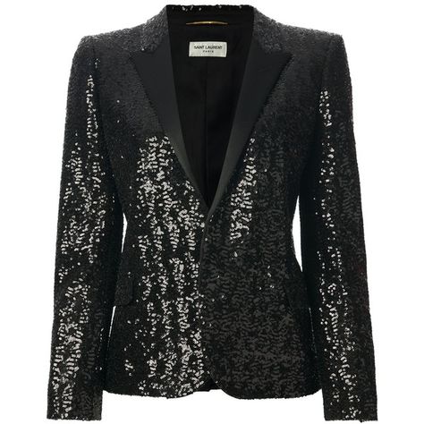 Saint Laurent Sequin Embellished Blazer (€1.465) ❤ liked on Polyvore featuring outerwear, jackets, blazers, blazer, saint laurent, black, sequin jacket, black jacket, black sequin blazer and black silk jacket Sparkly Clothes, Black Sequin Blazer, Saint Laurent Blazer, Embellished Blazer, Blessed Wednesday, Sparkly Outfits, Woman Suit, Tuxedo Women, Women Church