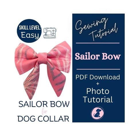 Sailor Bow for Dog Collar Pattern, How to Sew a Dog Bow Sewing Tutorial, Create Sailor Bow, Dog Bow Sewing Instructions, Make a Dog Bow by PreppyOwlCollarCo on Etsy Dog Bows Diy, Bow Sewing, Dog Collar Pattern, Sailor Bow, Sewing Instructions, Visual Learners, Project Planner, Collar Pattern, Dog Bows