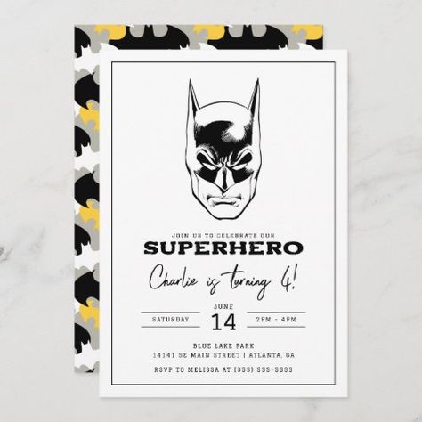 Batman Head Super Hero Boys Birthday for $3.08 - Birthday Invitations Batman Birthday Invitations, 92nd Birthday, Batman Theme, Batman Birthday Party, Batman Party, Batman Birthday, Birthday Cheers, Boy Birthday Invitations, Toddler Birthday