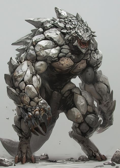 My Images Beast Design Concept Art, Kaiju Art Character Design, Monster Design Humanoid, Sci Fi Creatures, Dnd Demons, Rock Creature, Stone Monster, Cosmic Creature, Evolve Monster