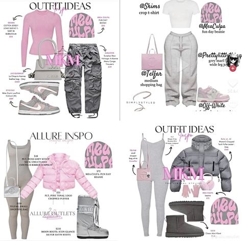 Shein Birthday Outfits Baddie Winter, Gray Beanie Outfit, Pink Mea Culpa Beanie Outfit, Pink Beanie Outfit Black Women, Grey Dunks Outfit, Cheap Pink Streetwear Tops, Pink Beanie Outfit, Pink And Grey Outfit, Baddie Shein Outfits Winter