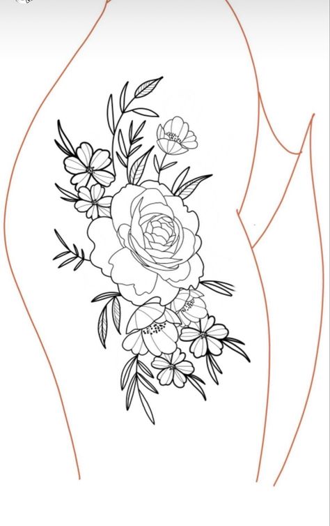 Micro Tattoo, Sunflower Tattoo Shoulder, Sketch Style Tattoos, Floral Thigh Tattoos, Hip Thigh Tattoos, Body Template, Full Sleeve Tattoo Design, Sick Tattoo, Tattoo Templates