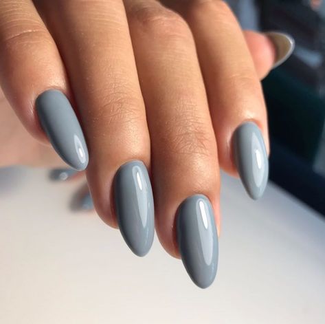 Grey And Navy Nails, Navy And Gray Nails, Steel Grey Nails, Bluish Grey Nails, Blue Gray Nail Color, Light Blue Grey Nails, Blue Gray Nails Design, Slate Grey Nails, Dark Gray Nails Design