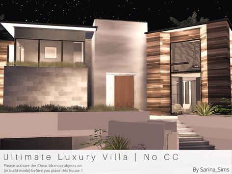 Sarina_Sims' Ultimate Luxury Villa - No CC Sims4 House Cc, No Cc Sims, Moden House, Modern Luxury Villa, Sims 4 Modern House, Kylie Jenner House, Morden House, Lotes The Sims 4, The Sims 4 Lots