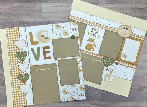 You Are So Loved Little One, 2 page Baby Themed scrapbooking layout kit New Scrapbook Ideas, Scrapbook Layout Ideas 2 Page, 3 Photo Scrapbook Layouts, 12x12 Scrapbook Layouts Ideas, Baby Scrapbook Ideas Layout, 2 Page Scrapbooking Layouts, Baby Scrapbook Ideas, Simple Scrapbooking Layouts, Engagement Scrapbook