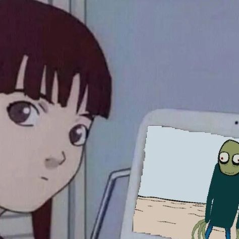 Lainpilled Pfp, Lain Iwakura Icon Pfp, Social Experiment Lain, Salad Fingers Pfp, Present Day Present Time Lain Meme, Salad Fingers, Lain Relatable, Roblox Funny, Caesar Salad