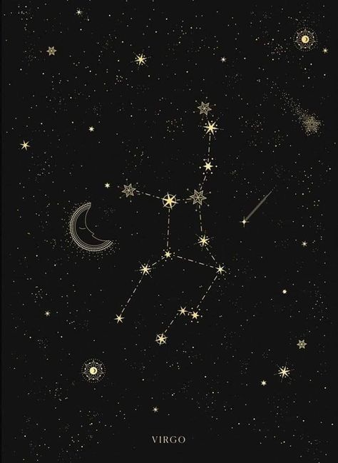 Virgo Aesthetic Wallpaper Black, Virgo Star Constellation, Virgo Constellation Tattoo, Virgo Star, Celestial Tattoo, Capricorn Constellation, Virgo Constellation, Constellation Art, Virgo Tattoo