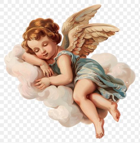 Angel Cartoon Art, Vintage Angel Aesthetic, Baby Angel Drawing, Angel Illustration Art, Cherub Aesthetic, Cartoon Cupid, Angels Illustration, Cupid Illustration, Sleeping Cartoon