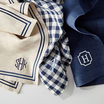 Italian Washed Linen Dinner Napkins, Set of 4 Kitchen Towel Embroidery, Gingham Napkins, Kitchen Cloth, Monogrammed Linens, Linen Dinner Napkins, Plaid Throw Blanket, Paper Cocktail Napkins, Plaid Throw, Mark And Graham