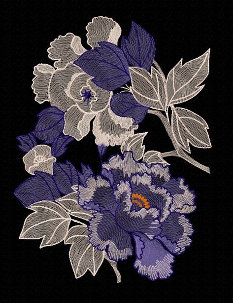 Here is an awesome embroidery site! Floral Textile Prints, Machine Embroidery Motifs, African American Quilts, Embroidery Motif, Flower Line Drawings, Floral Textile, American Quilt, Digital Borders Design, Embroidery Motifs