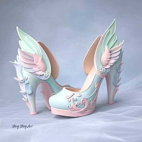 🧚‍♀️👠🧚‍♂️Ｆａｉｒｙ　Ｗｉｎｇ　Ｓｈｏｅ　 Ｃｏｌｌｅｃｔｉｏｎ　ィ虞がヾ🧚‍♀️👠🧚‍♂️ Fairy Wings Outfit, Shoes With Wings, Fairy Shoe, Angel Shoes, Armani Store, Wings Shoes, Fairy Shoes, Dr Shoes, Kawaii Shoes