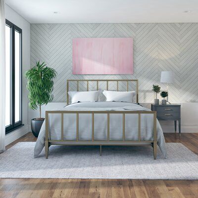 Modern Bedroom Design Photo by Wayfair Home Cosmoliving By Cosmopolitan, Queen Panel Beds, Cushion Headboard, Upholstered Panel Bed, Corner Sofa Bed, Metal Platform Bed, Upholstered Panels, Metal Bed, Vintage Glam