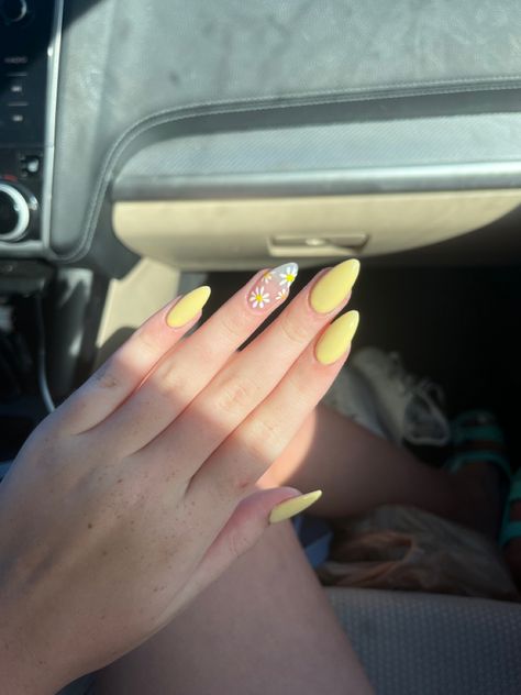 Almond Nails Designs Summer, Acrylic Nails Yellow, Yellow Nails Design, Yellow Nail, Pink Gel, Almond Nails Designs, Almond Acrylic Nails, Almond Nail, Summer Acrylic Nails