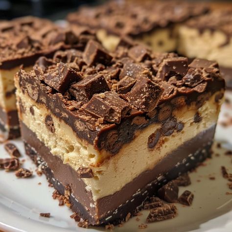 No-Bake Buckeye Cheesecake Bars No Bake Buckeye Cheesecake, Buckeye Cheesecake Bars, Buckeye Cheesecake, No Bake Cheesecake Bars, Buckeye Bars, Bake Cheesecake, No Bake Cheesecake, Cheez It, Cheesecake Bars