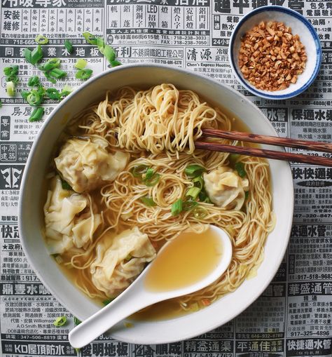 Cantonese Wonton Noodle Soup (云吞面) | Recipe — Nom Life Wonton Noodle Soup, Hangover Food, Wonton Noodles, Cooking Wine, Asian Dishes, Noodle Soup, Chopsticks, Pretty Food, Food Cravings