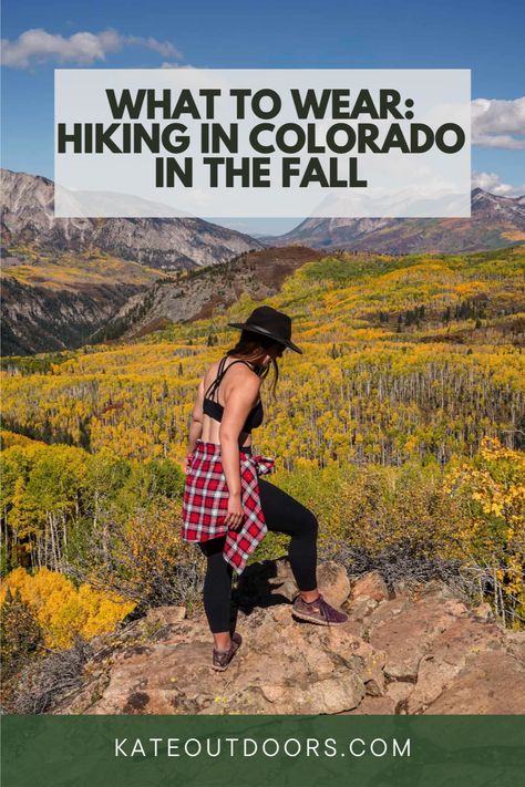 Fall is here, and it's time to explore the breathtaking trails of Colorado! 🍁 Discover the perfect hiking outfit to keep you warm, dry, and stylish while on the trail. From comfortable layers to must-have accessories, this article has got you covered. Check out the blog for more! 🌲 Colorado Fall Outfits, Hiking Outfits Fall, Hiking In The Fall, Colorado In The Fall, Hiking In Colorado, What To Wear Hiking, Fall In Colorado, Fall Hiking Outfit, Colorado Hiking Trails